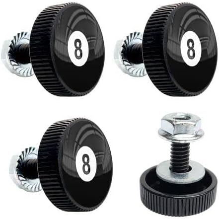 4 Pack Black 1" Round Logo License Plate Frame Fastener Tag Bolts 8 Ball Style-9856-3789