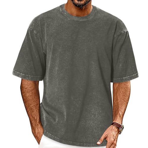 Image of Oversized Tshirts for Men Short Sleeve Vintage Washed Basic Loose Tees 2026