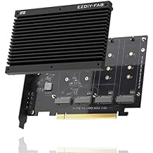 EZDIY-FAB Quad M.2 PCIe 4.0/3.0 X16 Expansion Cad with Heatsink, Support 4 x PCIe NVME M.2 SSD, RAID-on-CPU VROC in Intel Platform and PCIe 4.0 RAID in AMD Platform, M/B PCIe Bifurcatin is Required