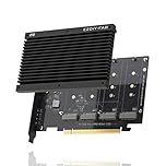 EZDIY-FAB Quad M.2 PCIe 4.0/3.0 X16 Expansion Cad with Heatsink, Support 4 x PCIe NVME M.2 SSD, RAID-on-CPU (VROC) in Intel Platform and PCIe 4.0 RAID in AMD Platform, M/B PCIe Bifurcatin is Required