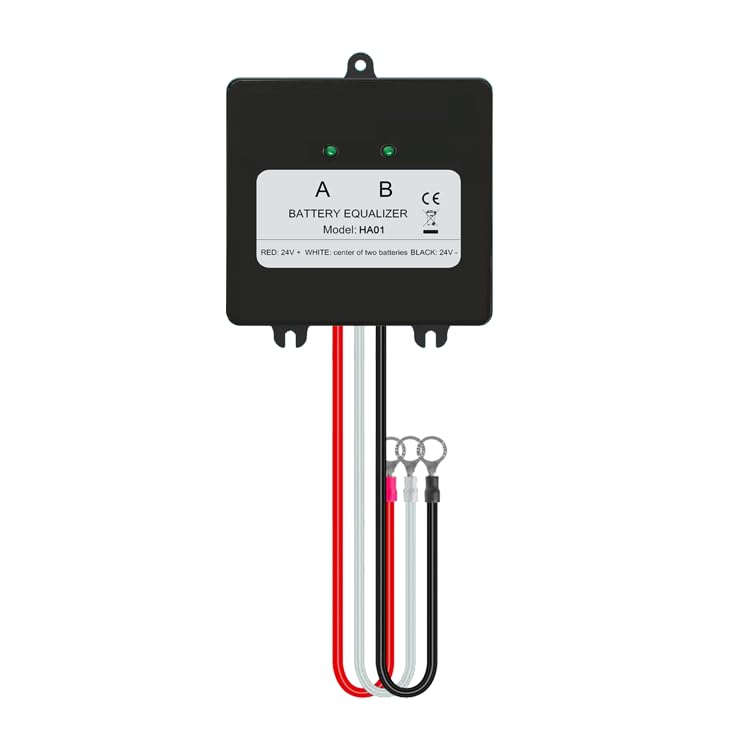 ANGUI Battery Equalizer HA01 24V Batteries Voltage 2 x 12V DC Inverter Balancer Lead Acid Battery Charger Regulators Connected Series (2 X 12V)