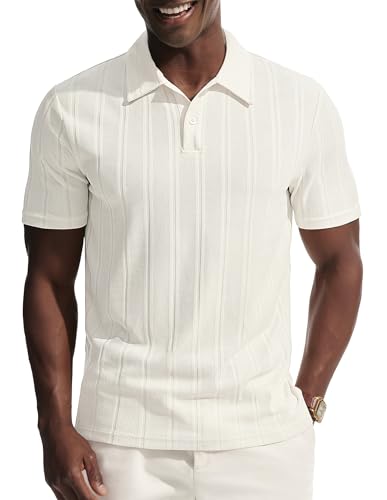 PJ PAUL JONES Polos pour homme à manches courtes pour le golf - Polo en maille - Polos d'été - T-shirts, Blanc., L