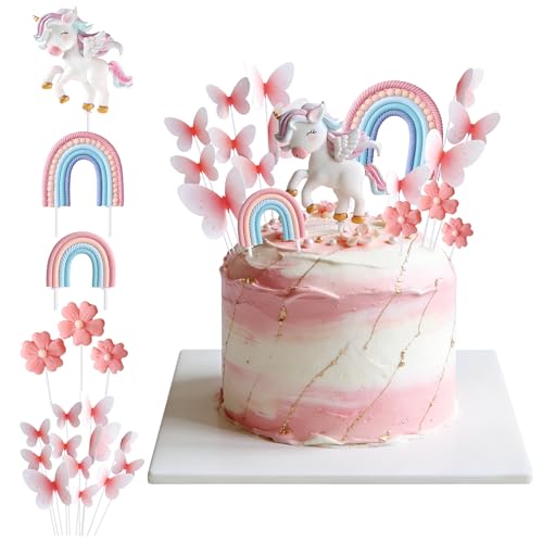 18 Pezzi Decorazione per Torta Unicorno,Decorazione Torta Unicorno