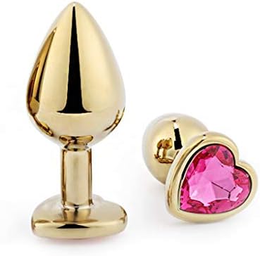 Taidu Heart Shape Rhinestone Gold Stainless Steel Large Size P'Lug For Beginners (Pink)