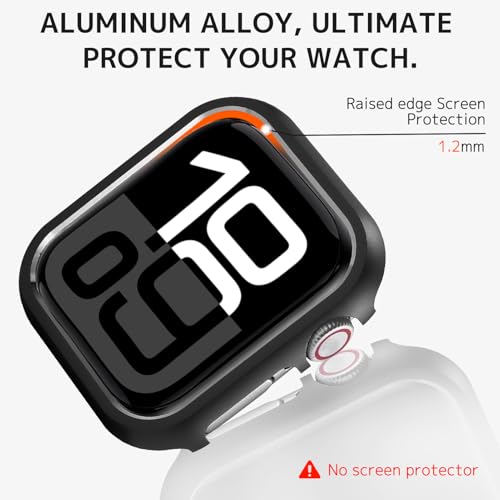 【NINKI】適用 Apple Watch 11 10 46mm 金属製 バンパー Series 10 ケース 耐衝撃性 装着簡単 シンプル 頑丈で硬いメタリック材質 カバー アップルウォッチ シリーズ 11 ケース46mm(ブラック)
