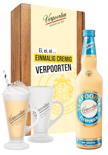 Geschenkset bestehend aus 0,7 L VERPOORTEN EIERPUNSCH 11%vol & 2 exklusiven VERPOORTEN Punsch-Tassen