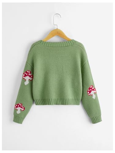 Verdusa Girl's Graphic Sweater Long Sleeve V Neck Casual Button Down Cardigan2