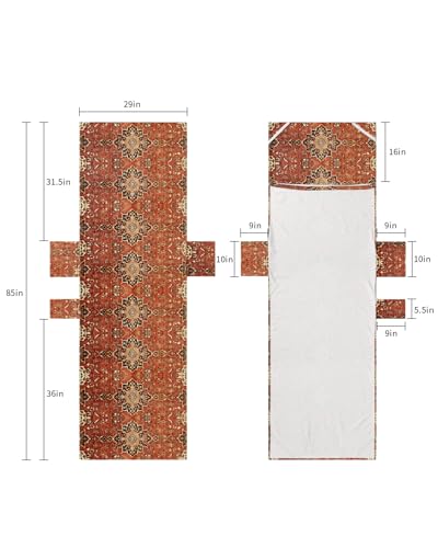 Brown Red Beach Lounge Chair Towel Cover, Soft Chaise Lounge Towel with Side Pockets Patio Pool Chairs Cover for Beach/Pool Sunbathing 29x85 Vintage Boho Ethnic Geometric Abstract Art