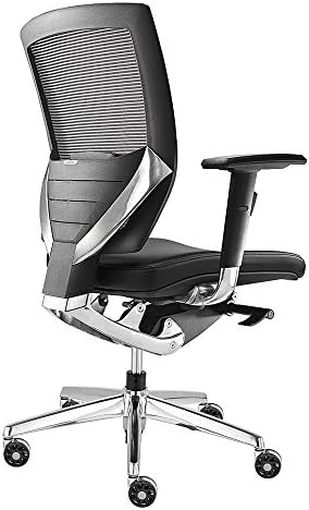 Mid-Back Mesh Chair with Memory Foam Black Leather Seat and Aluminum Frame, NBF Signature Series Arris Collection