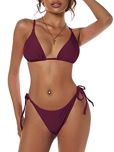 Image of ZAFUL Women's Triangle Bikini Floral String Bikini Set Two Piece Swimsuit Bathing Suits