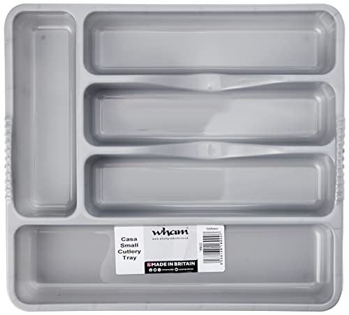 Wham Silver 5 Compartment Plastic Cutlery Holder Tray Drawer Organiser Rack