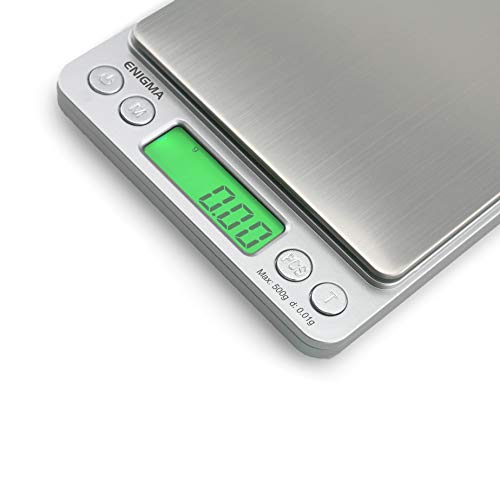 Truweigh Enigma Digital Coffee Scale - (500G X 0.01G Silver) Digital Food Scale - Coffee Weight Scale - High Precision Scale - Automatic Counting Scale - Digital Kitchen Scale - Espresso Scale #TOP4