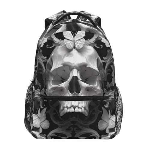 Cartable école style sombre imprimé crâne idéal pour le voyage des ados