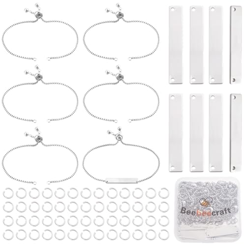 Pulseras ajustables para joyería DIY Beebeecraft de acero inoxidable con conectores