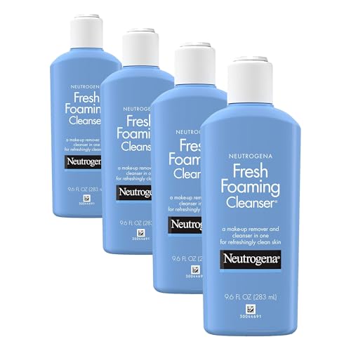 Image of Neutrogena Fresh Foaming Facial Cleanser & Makeup Remover with Glycerin, Oil-, Soap- & Alcohol-Free Daily Face Wash Removes Dirt, Oil & Waterproof Makeup, Non-Comedogenic, 9.6 fl. oz (Pack of 4)