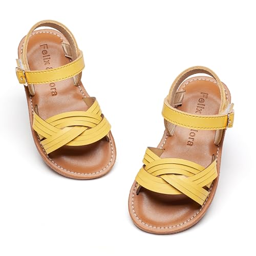 Image of Felix & Flora Toddler Girl Sandals -Flower Girl Dress Shoes Open Toe Little Kid Flats