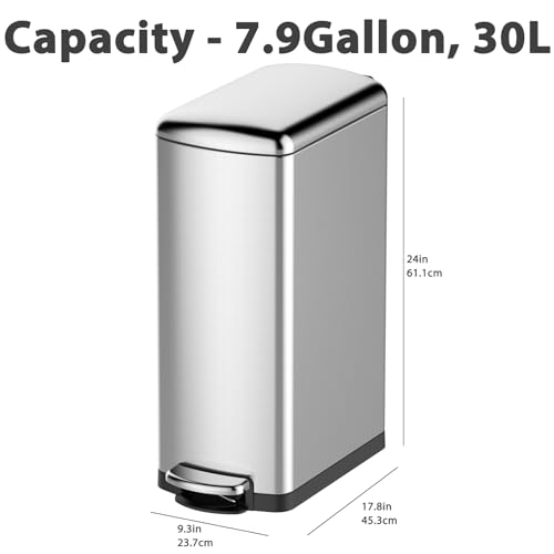 Tacho de basura rectangular GAOMON 30L acero inoxidable miniatura 6