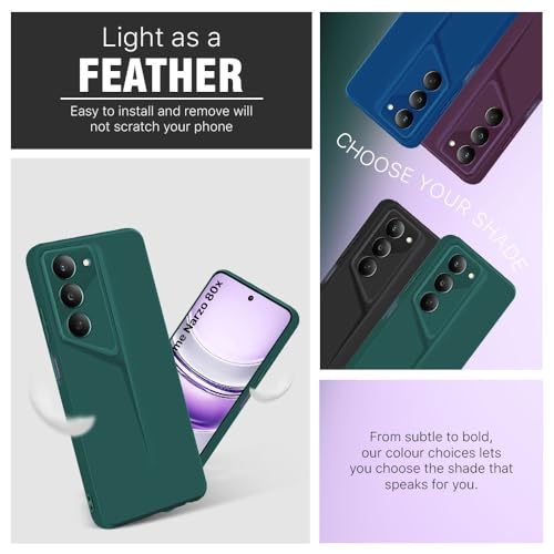 Image of WOW IMAGINE Back Cover for Realme 14x 5G | Realme Narzo 80x | Realme P3x | Blade Series Ultra Thin Case with Lightweight Design | Camera Protection | Soft Matte Silicone Flexible Mobile Case - Green