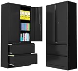 LISSIMO Metal File Cabinet with 2 Drawers,Office Storage Cabinet with Adjustable Shelves, Lockable L