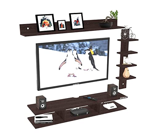 Image of Anikaa Sunray Engineered Wood Wall Mount TV Unit /TV Stand /Wall Set Top Box Stand /TV Cabinet /TV Entertainment Unit (Wenge)(Ideal for Upto 50 inch)(D.I.Y)