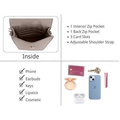 Izzy & Ali Compact Phone Crossbody Bag, Rectangular, Tassel Accent, Adjustable Chain Strap, Magnetic Flap Closure3