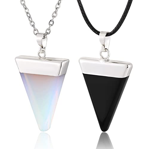 Black Obsidian Opal Stone Necklace For Men Women Arrows Shape Healing Crystal Matching Necklaces Arrowhead Jewelry #TOP8