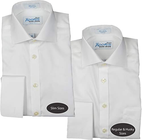 ADONIS Boys 100% Cotton Non Iron White Pinpoint French Cuff Dress Shirt - BCFT-7