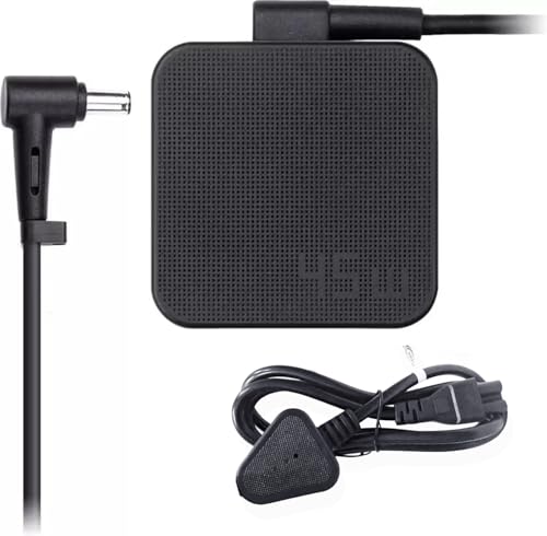 Image of Asus Vivobook Charger Adapter 45w 20V /19V 2.37A Pin Size 4.0mm x 1.2mm with Fugen Power Cable for AD45-01B ADP-45ZE B ADP-45AW UX21A X540 X507 X510 X515 Black