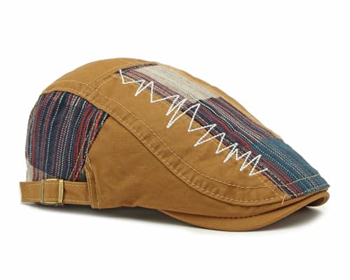 Image of Cotton Newsboy Cap,Breathable Ivy Gatsby Cabbie Beret Hat for Men's Women Driving Hunting Golf