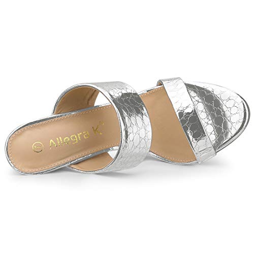 Allegra K Allegra K Women's Open Toe Stiletto Heel Slide Heels Silver Sandals - 9 M US