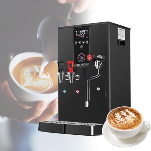 Commercial Electric Milk Frother, Professional Steam Stainless Steel with LED Control, High Temp Protection for Coffee, Milk, Bubble Tea,Black