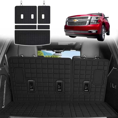 Cargo Mat with Backrest Protection for 2021-2024 2026 Chevy Chevrolet Tahoe/GMC Yukon（Not XL）,TPE All Weather Protection Cargo Liner with Velcro Rear Seats Backrest car Accessories-Black