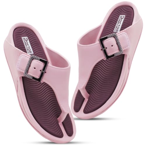 Image of DOCTOR HEALTH SUPER SOFT Women's Orthopedic Toe Ring Sandals | Adjustable Buckle Comfort Flip Flops | Soft Cushioned Lightweight Anti-Skid Everyday Wear Slippers for Women