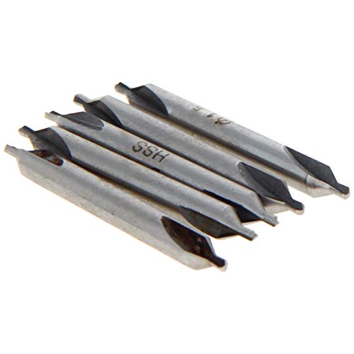 Utoolmart Center Drill Countersink Lathe Bit Mill Tool, Combined Drills Plain Type A 1.5Mm X 4Mm, Combined Countersinks Drills Set Tool, Hss-6542 Countersinks, 5 Pcs #TOP12