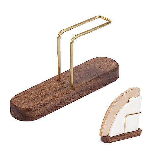 Primst Cone Coffee Filter Holder Stand, Walnut Filter Paper Container for Coffee Bar/Home/Office, Compatible with #1/#2/#4/V60