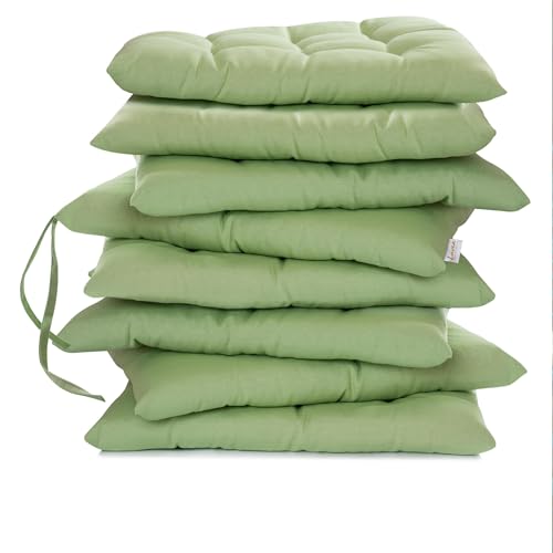 Lavea® Coussins de Chaise 40x40 cm – Lot de 8 avec Attaches – Confortables et lavables pour intérieur, extérieur - pour Jardin, Balcon, terrasse et...