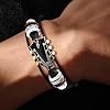 Retro Guitar Leather Bracelet for Man Women Unique Bead Braided Handmade Ethnic Tribal Cuff Multi-Layer Cords Wrap Music Shape Punk Rock Jewelry Gifts Wristband