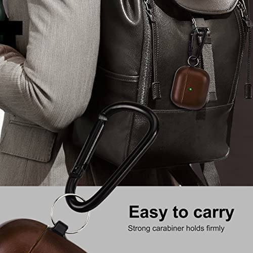 V-Moro Leather Airpods 3 Case For Airpods 3Rd Generation Protective Genuine Leather Cover Airpod 3 Case With Keychain For Men And Women, Front Led Visible - Dark Brown #TOP5