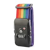 MiyabiLife スーツケースベルト TSAロック付き キャリーケース ベルト 荷崩れ防止バンド 旅行 出張用 3桁ダイヤル式 荷物固定ベルト 長さ調節可能 軽量 盗難･紛失防止 (レインボー)
