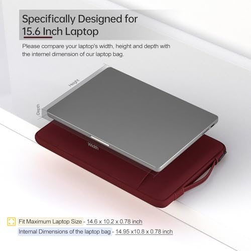 Image of 16 Inch Laptop Sleeve for 16 inch New MacBook Pro M4 /M3 /M2 /M1 Pro /Max A3186 A3403 A2991 A2780 A2485 2025-2021, Protective Computer Case Bag with Pocket, Wine Red