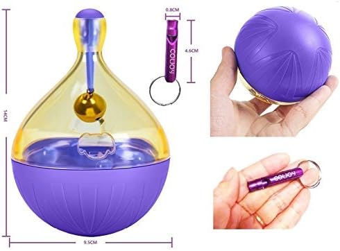COLJOY Tumbler Interactive Dog Toys - with Dog Training Whistle Best Treat Dispensing Dog Toy Wobble Dog Toy for Puppy and Small Medium Large Dogs - Fill Chew Toy with Treats to Stop Boredom Purple