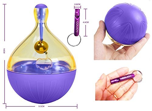 COLJOY Tumbler Interactive Dog Toys - with Dog Training Whistle Best Treat Dispensing Dog Toy Wobble Dog Toy for Puppy and Small Medium Large Dogs - Fill Chew Toy with Treats to Stop Boredom Purple