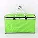 Cesta de la compra plegable con forro aislante térmico, cesta pequeña con asa - cesta de la compra plegable para comestibles, cesta con tapa 25L, robusta（verde claro-1 paquete）