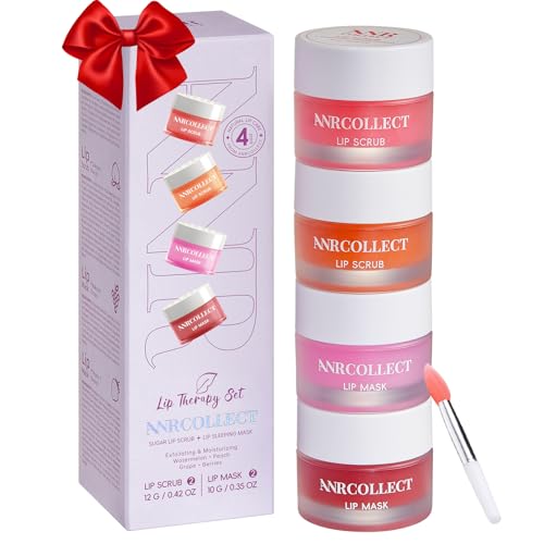 ANRCOLLECT Lip Blam & Lip Scrub - Reparador & Hidratante labios para labios con Exfoliante Labial & Lip Sleeping Mask, Set de hidratación labial para labios secos y agrietados, regalo navidad