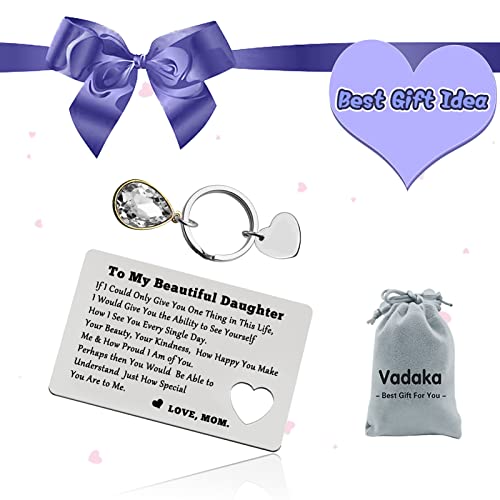To My Daughter Gift from Mom Engraved Wallet Insert Card for Daughter in Law Inspirational Gift for Daughter Stepdaughter Graduation Gift Encouragement Gift from Mother Stepmom Metal Wallet Card Gift - Thumbnail 7