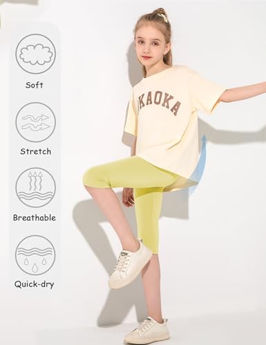 Kiench Pack of 7 Girls Capri Leggings 3/4 Pants for Summer School Sports Dance4