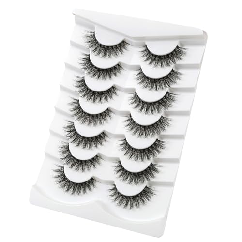 3D Falsche Wimpern Cat-Eye Kurze Natürlich Look Wispy Faux Mink spiky lashes,Cross Flauschig Weiche Wiederverwendbare Nerzwimpern-Happy Heartbeat (No.203)