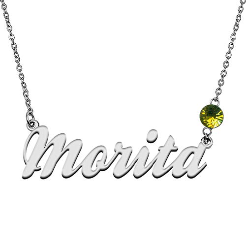 GR859C Personalized Charm Name Necklace with Birthstone for Best Friends Morita