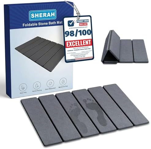 Foldable Diatomaceous Earth Bath Mat, Fast Drying Stone Bathroom ...