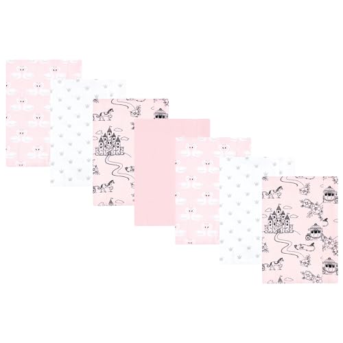 Image of Hudson Baby Unisex Baby Flannel Burp Cloth 7pk, Fairytale Princess, One Size